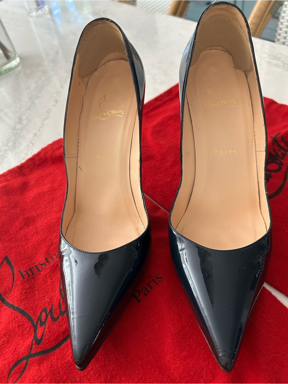 Christian Louboutin Navy Blue Pointed Toe Pump